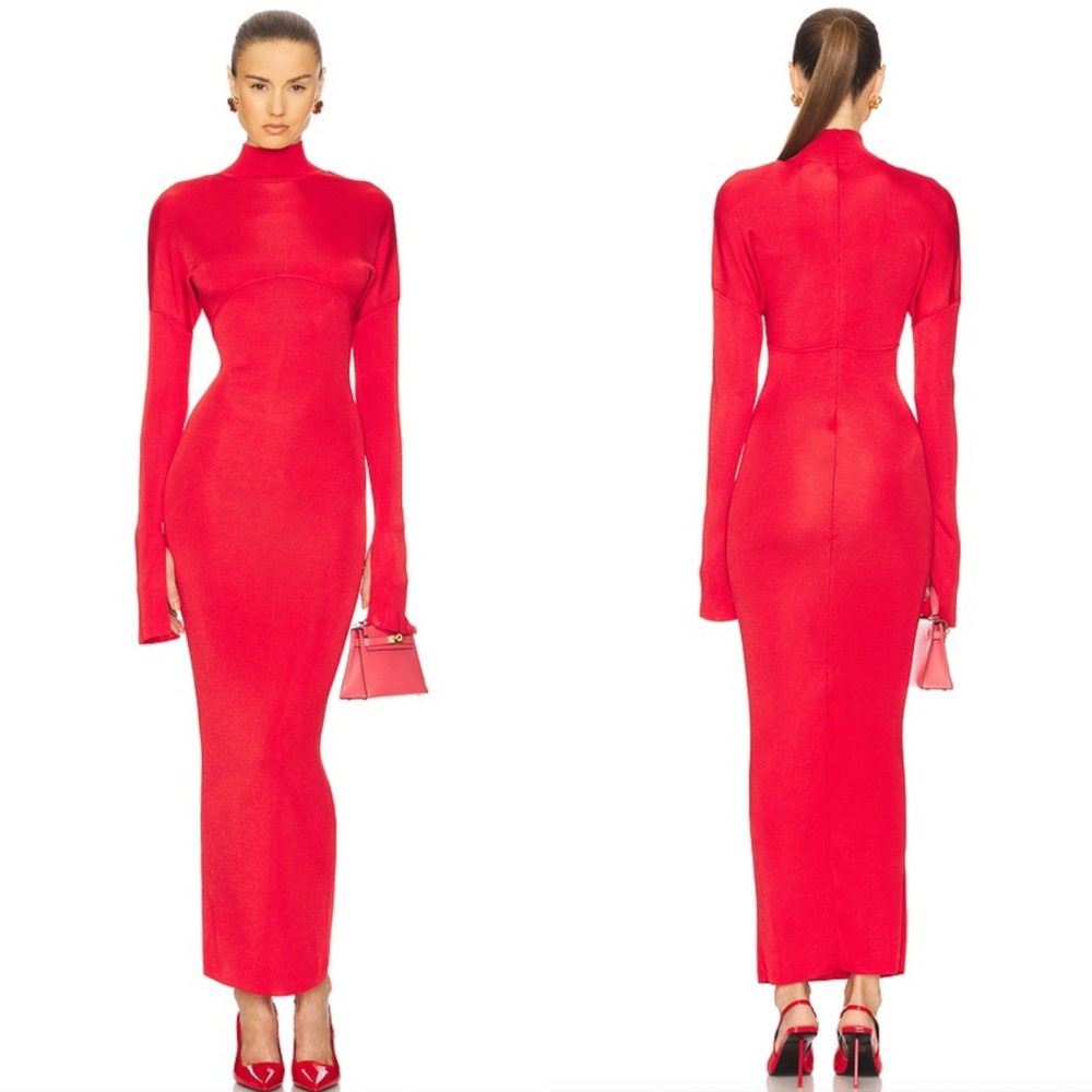 Helsa Cordelia Maxi Knit Dress in Red Size Small